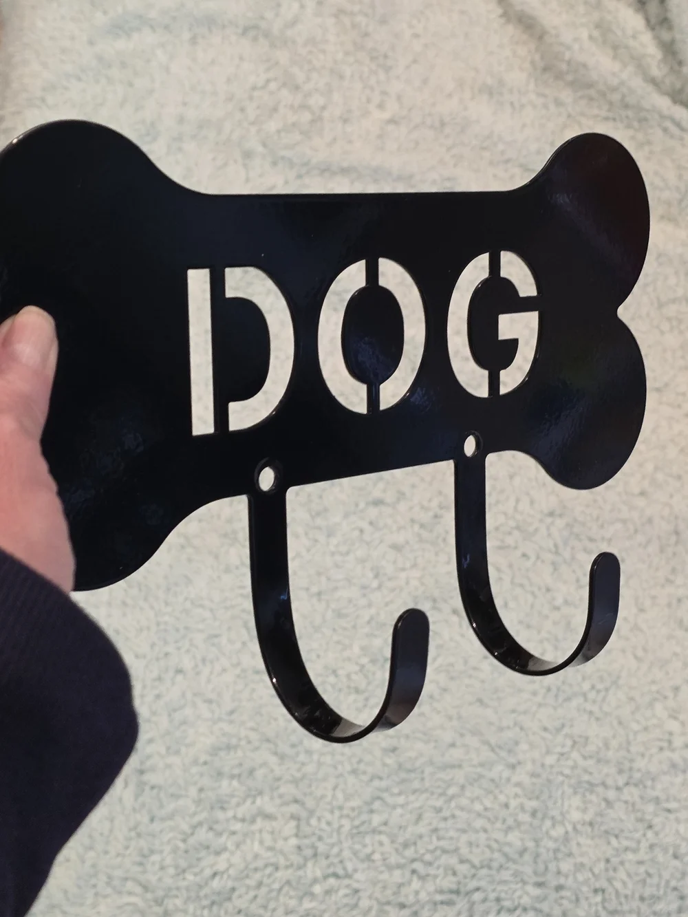Black DOG Bone Wall Hook - Pet Leash and Accessory Organizer